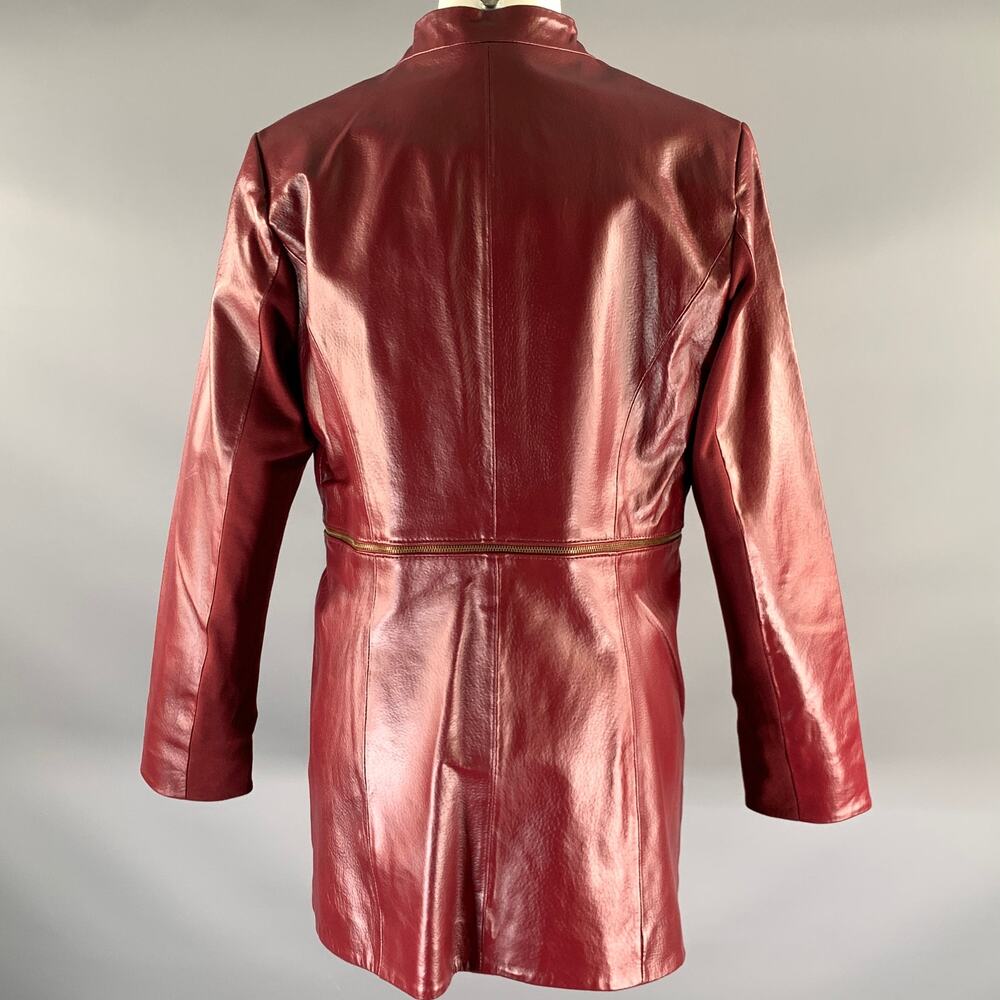 HAL RUBENSTEIN Size M Burgundy Leather Jacket Blazer - Picture 4 of 11